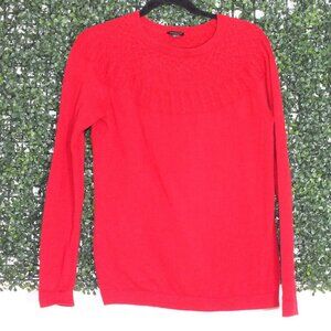 Talbots Cashmere Blend Red Fair Isle Knit Sweater Medium